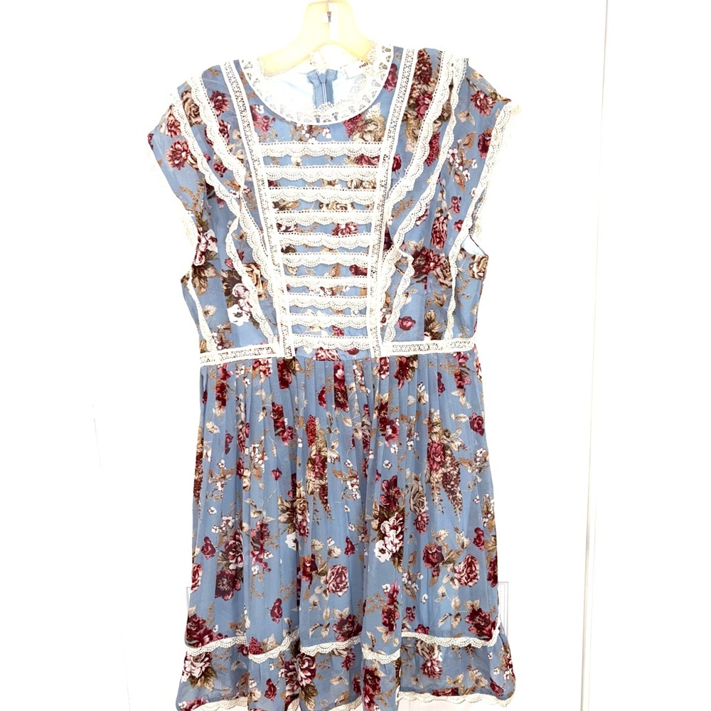 Entro Blue Floral Lace Women’s Dress